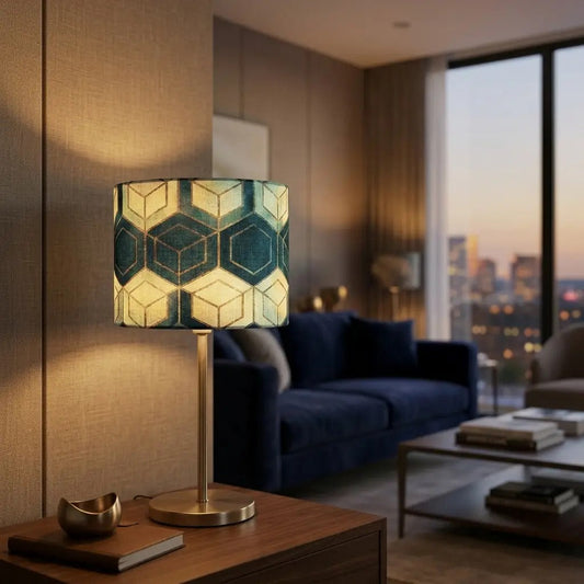 PatternCast patterned cylinder table lamp with brass frame 2