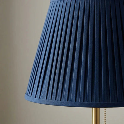 CobaltForm blue pleated fabric table lamp with aged brass stem 3