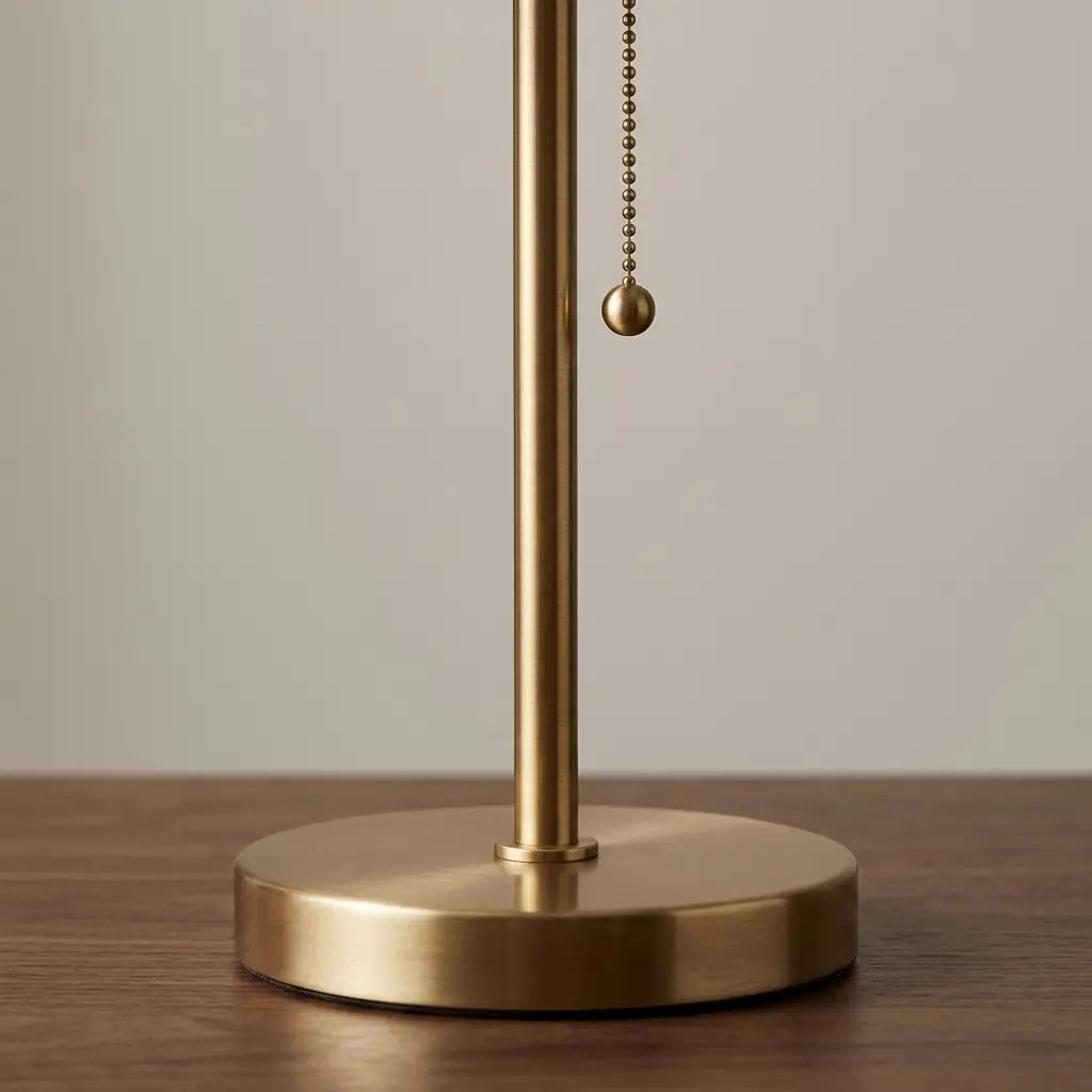 CobaltForm blue pleated fabric table lamp with aged brass stem 2