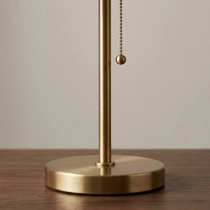 CobaltForm blue pleated fabric table lamp with aged brass stem 2