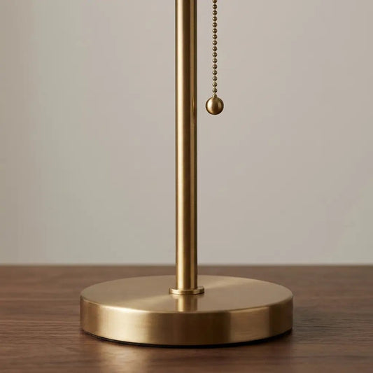 CobaltForm blue pleated fabric table lamp with aged brass stem 2