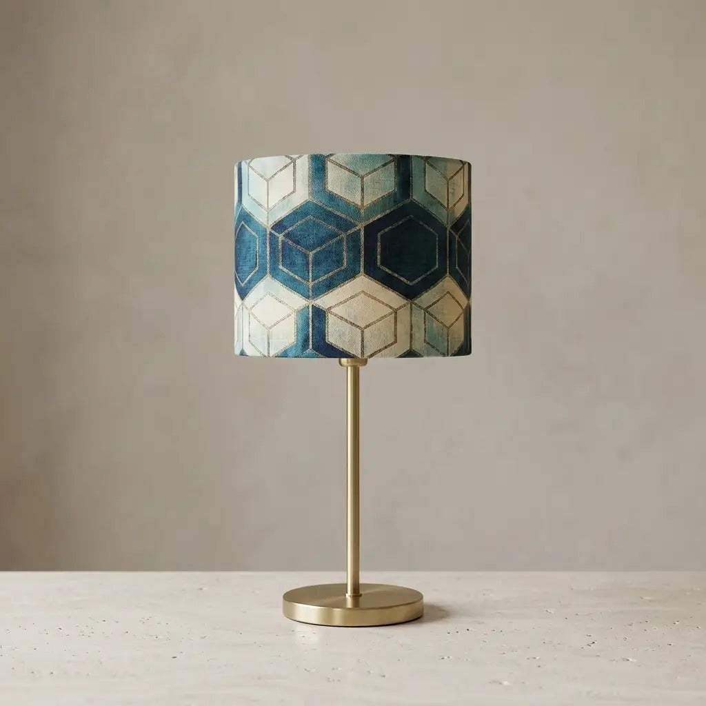 PatternCast patterned cylinder table lamp with brass frame 3