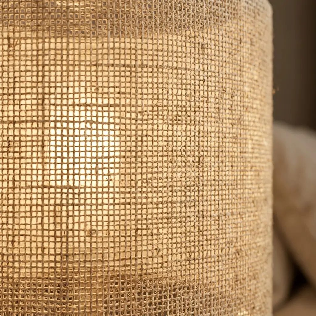 WovenRay textured linen cylinder table lamp with brass base 4