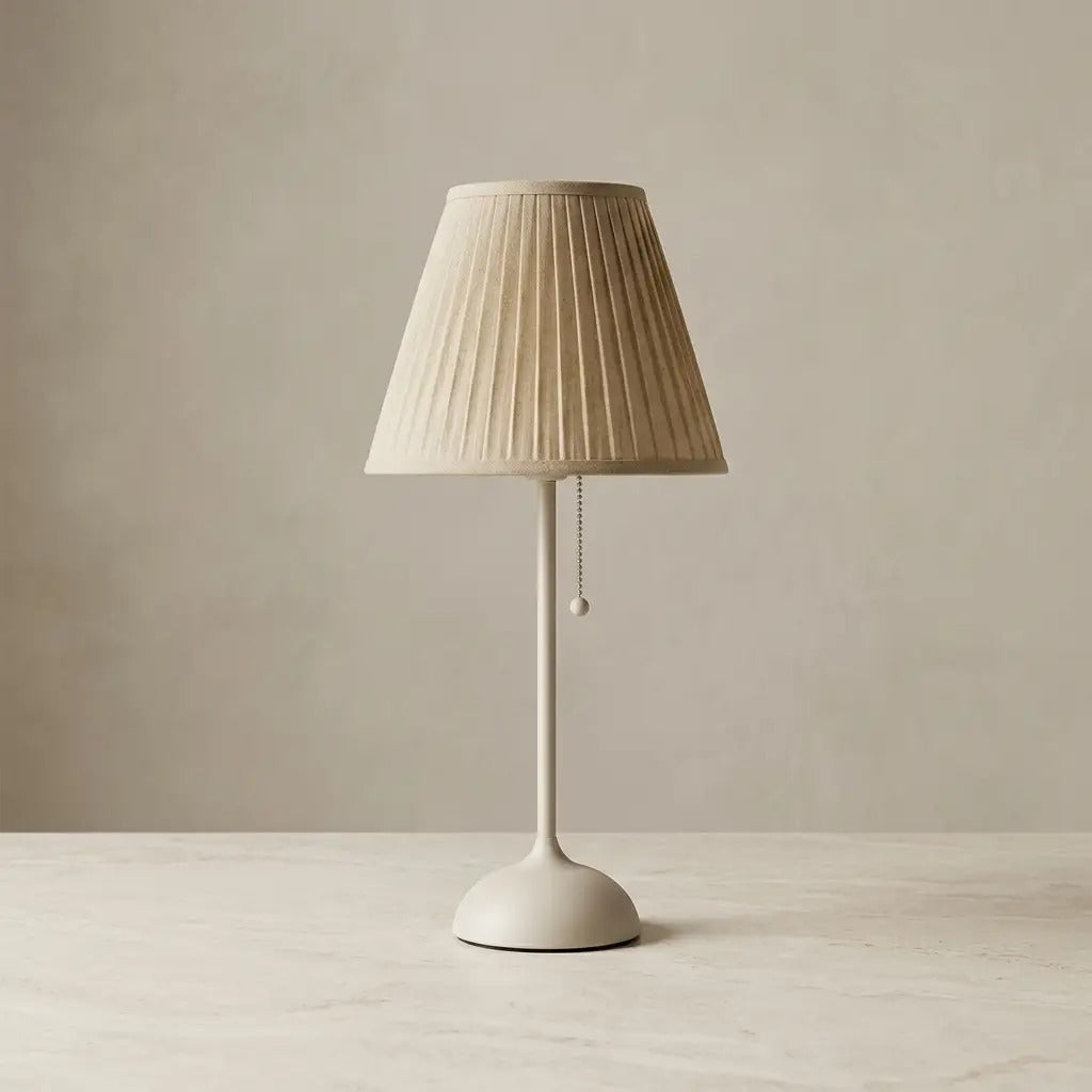 PaleMist natural pleated shade table lamp with chalk matte base 4