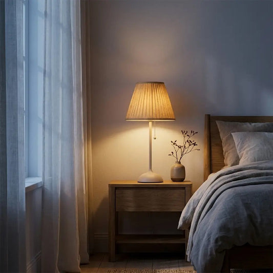 PaleMist natural pleated shade table lamp with chalk matte base 2
