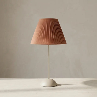 TerraFlux terracotta pleated table lamp with slim matte stem 4