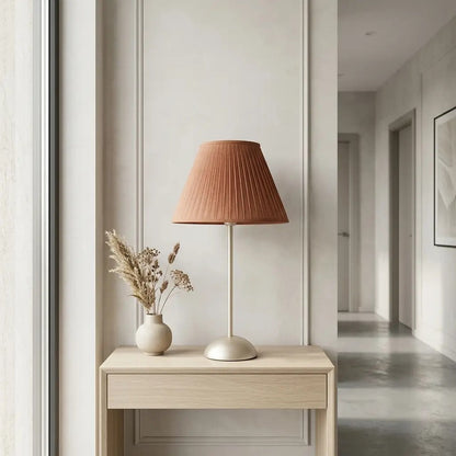 TerraFlux terracotta pleated table lamp with slim matte stem 1