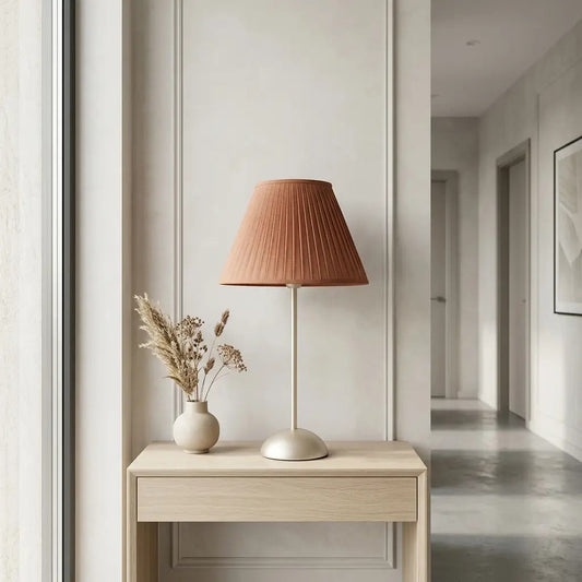 TerraFlux terracotta pleated table lamp with slim matte stem 1