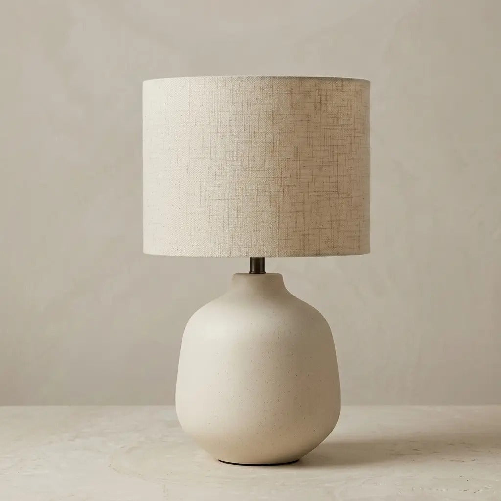 IvoriForm ivory ceramic table lamp with pale cylinder shade 2