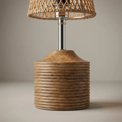 ReedLight woven natural fibre table lamp with wood tone base 3